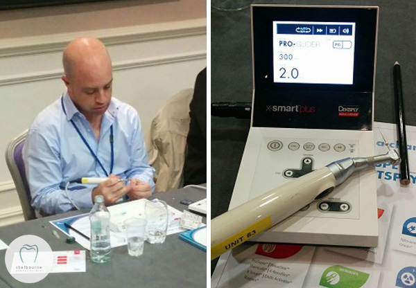 Mark getting hands-on. Hi-tech root canal motor system is familiar; we already have one!